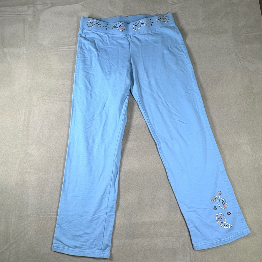 Vintage Victoria's Secret Y2K Blue Studded Paisley Lounge Pants Medium